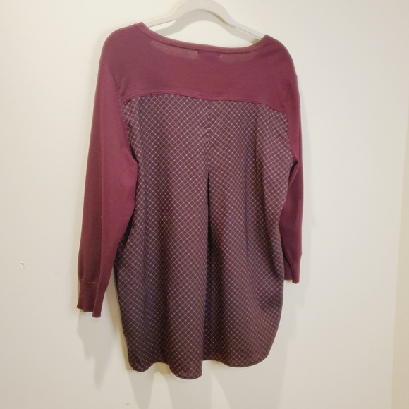 BLL New York red wine long sleeve blouse sweater size L - Picture 7 of 13